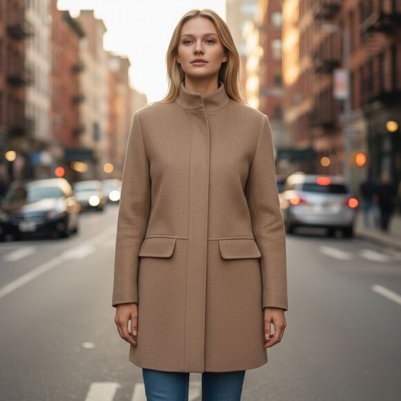 🎃SALE $30🎃Petite Camel Color Pea Coat by 1901 - Picture 2 of 16